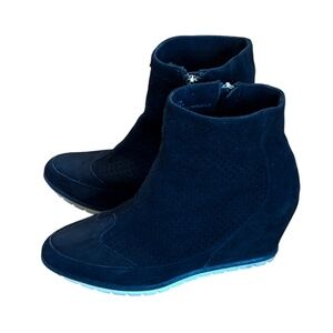 Worn once Adam Tucker genuine suede black wedge ankle boots booties 7.5